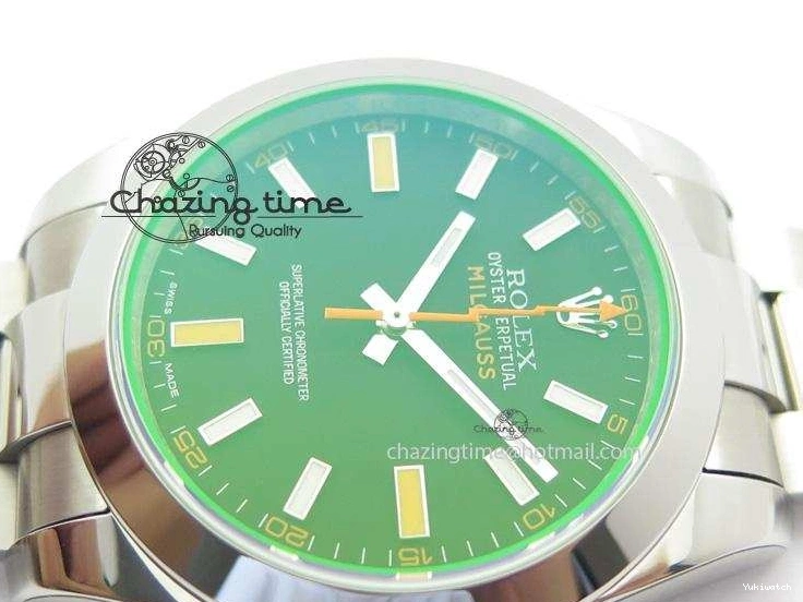 116400 On Bracelet 1:1 Green SS Black Sapphire SA3131 GV Milgauss JF Dial 0707